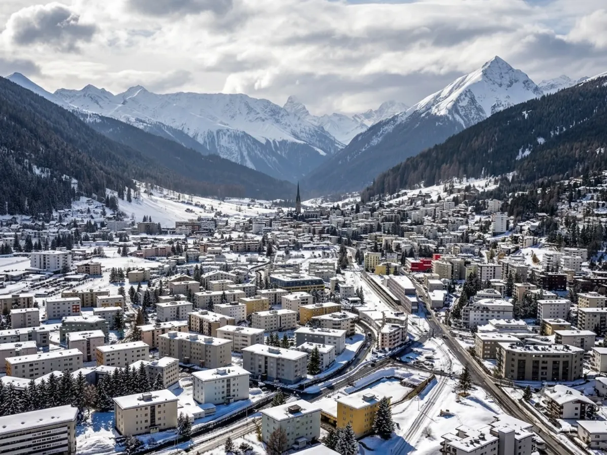 Davos Platz and Davos Dorf, the two halves of the resort town in winter